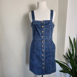 Denim Jumper Dress with Buttons - Express - Women's Size Small